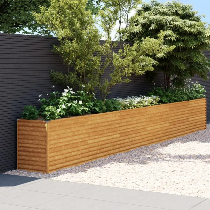 Verhoogde plantenbak van cortenstaal voor tuin en balkon decoratie - 578 x 50 x 69 cm / 1 - Bloempotten & plantenbakken