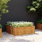 Verhoogde plantenbak van cortenstaal voor tuin en balkon decoratie - 100 x 100 x 36 cm / 1 - Bloempotten & plantenbakken