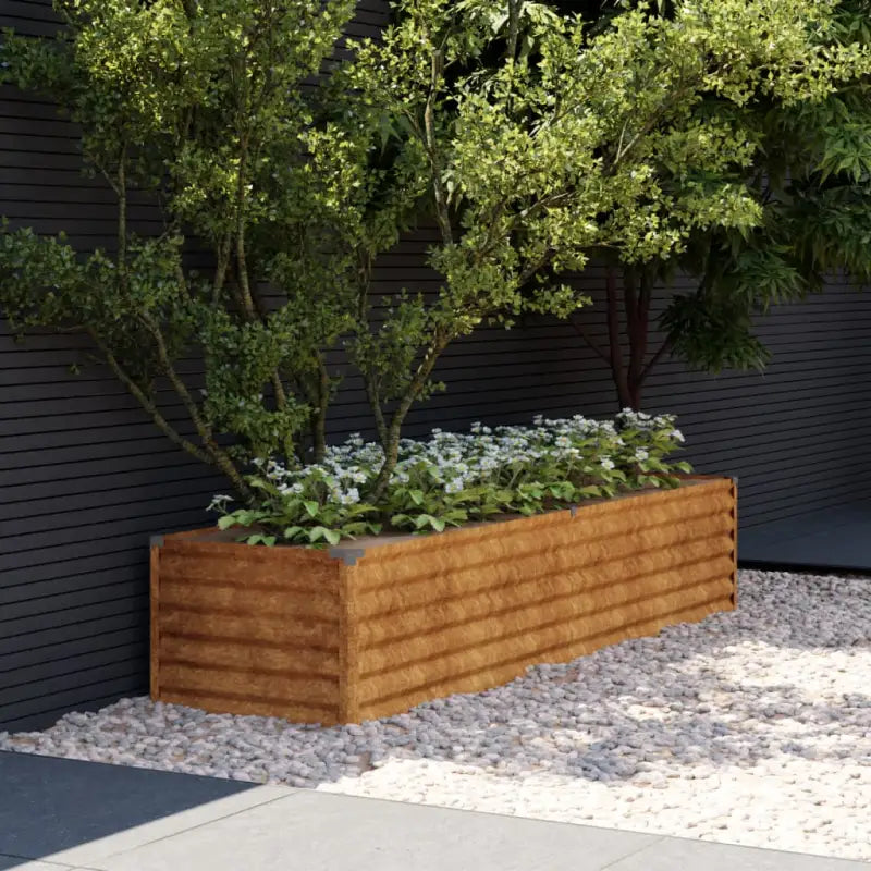 Verhoogde plantenbak van cortenstaal voor tuin en balkon decoratie - 194 x 50 x 36 cm / 1 - Bloempotten & plantenbakken