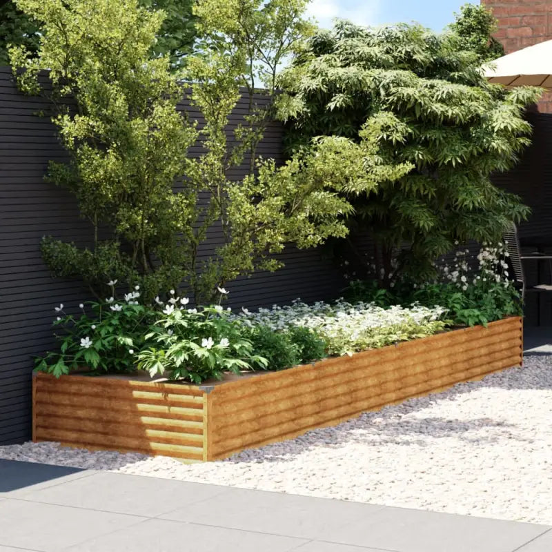 Verhoogde plantenbak van cortenstaal voor tuin en balkon decoratie - 387 x 100 x 36 cm / 1 - Bloempotten & plantenbakken