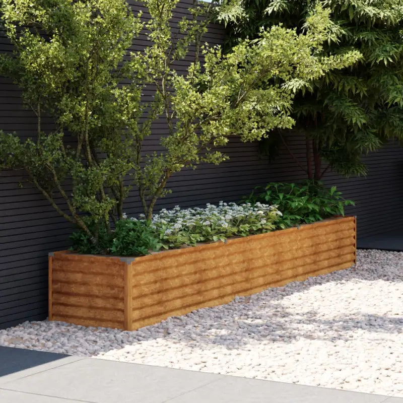 Verhoogde plantenbak van cortenstaal voor tuin en balkon decoratie - 291 x 50 x 36 cm / 1 - Bloempotten & plantenbakken