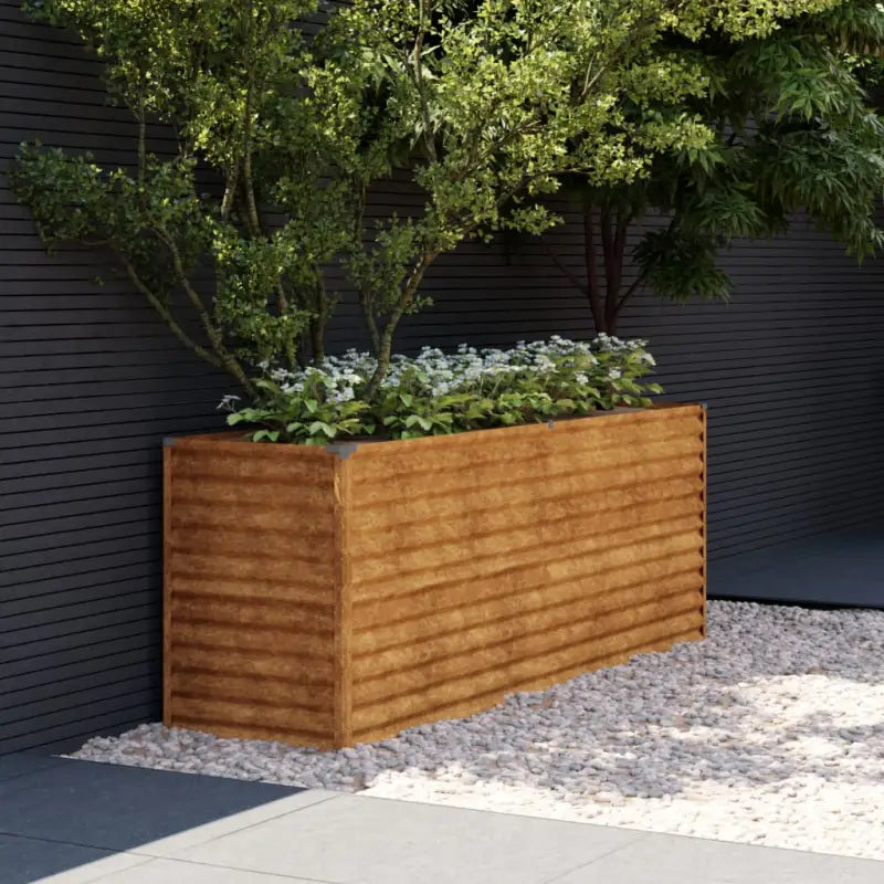Verhoogde plantenbak van cortenstaal voor tuin en balkon decoratie - 196 x 50 x 69 cm / 1 - Bloempotten & plantenbakken