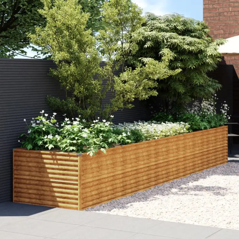 Verhoogde plantenbak van cortenstaal voor tuin en balkon decoratie - 479 x 100 x 69 cm / 1 - Bloempotten & plantenbakken