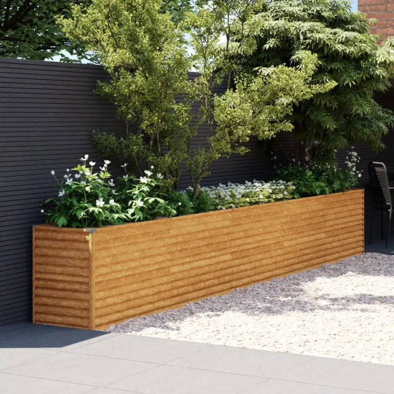 Verhoogde plantenbak van cortenstaal voor tuin en balkon decoratie - 482 x 50 x 69 cm / 1 - Bloempotten & plantenbakken