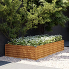 Verhoogde plantenbak van cortenstaal voor tuin en balkon decoratie - 195 x 100 x 36 cm / 1 - Bloempotten & plantenbakken