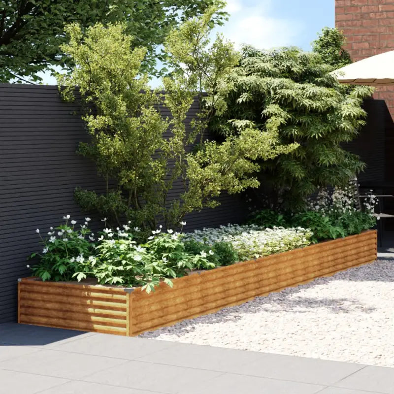 Verhoogde plantenbak van cortenstaal voor tuin en balkon decoratie - 482 x 100 x 36 cm / 1 - Bloempotten & plantenbakken