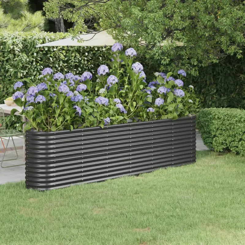 Verhoogde plantenbak van gepoedercoat staal voor tuin en balkon - Antraciet / 260 x 40 x 68 cm / 1 - Bloempotten &