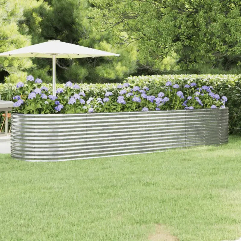 Verhoogde plantenbak van gepoedercoat staal voor tuin en balkon - Zilver / 396 x 100 x 68 cm / 1 - Bloempotten &