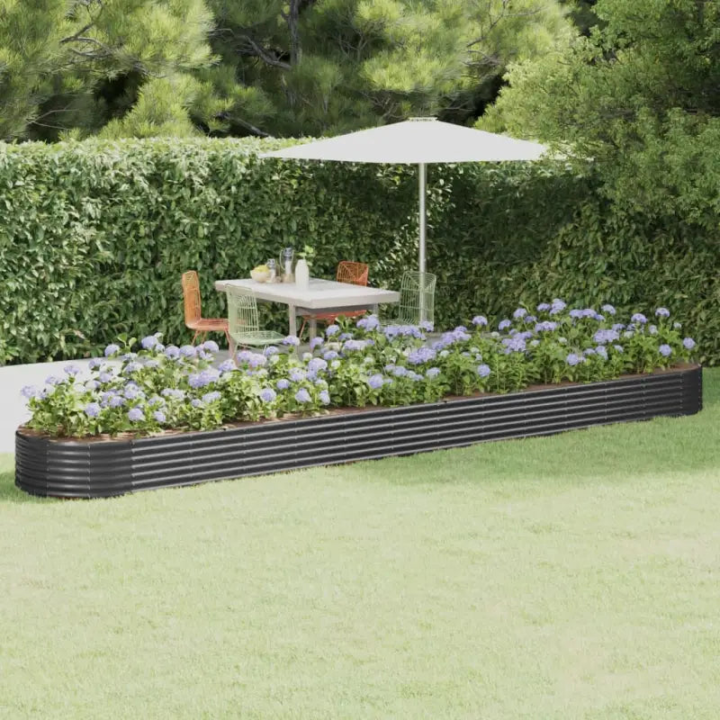Verhoogde plantenbak van gepoedercoat staal voor tuin en balkon - Antraciet / 544 x 100 x 36 cm / 1 - Bloempotten &