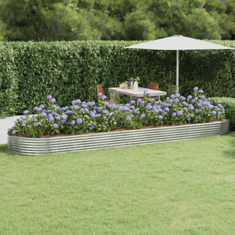 Verhoogde plantenbak van gepoedercoat staal voor tuin en balkon - Zilver / 523 x 140 x 36 cm / 1 - Bloempotten &