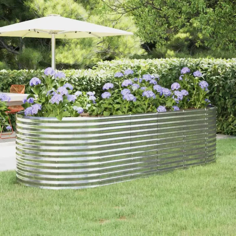 Verhoogde plantenbak van gepoedercoat staal voor tuin en balkon - Zilver / 249 x 100 x 68 cm / 1 - Bloempotten &