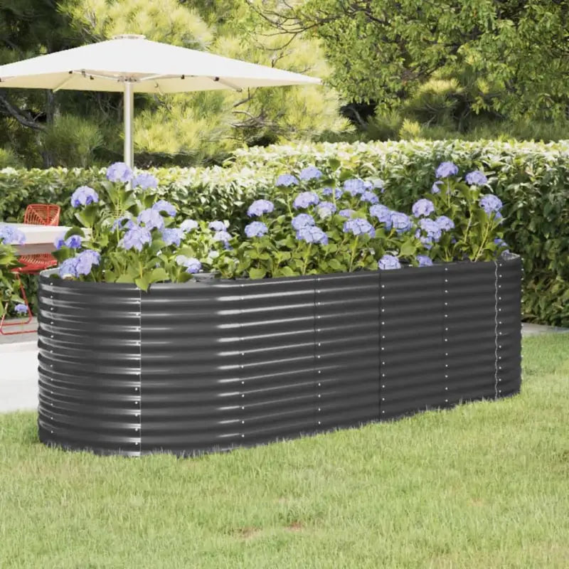 Verhoogde plantenbak van gepoedercoat staal voor tuin en balkon - Antraciet / 249 x 100 x 68 cm / 1 - Bloempotten &