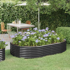 Verhoogde plantenbak van gepoedercoat staal voor tuin en balkon - Antraciet / 214 x 140 x 36 cm / 1 - Bloempotten &