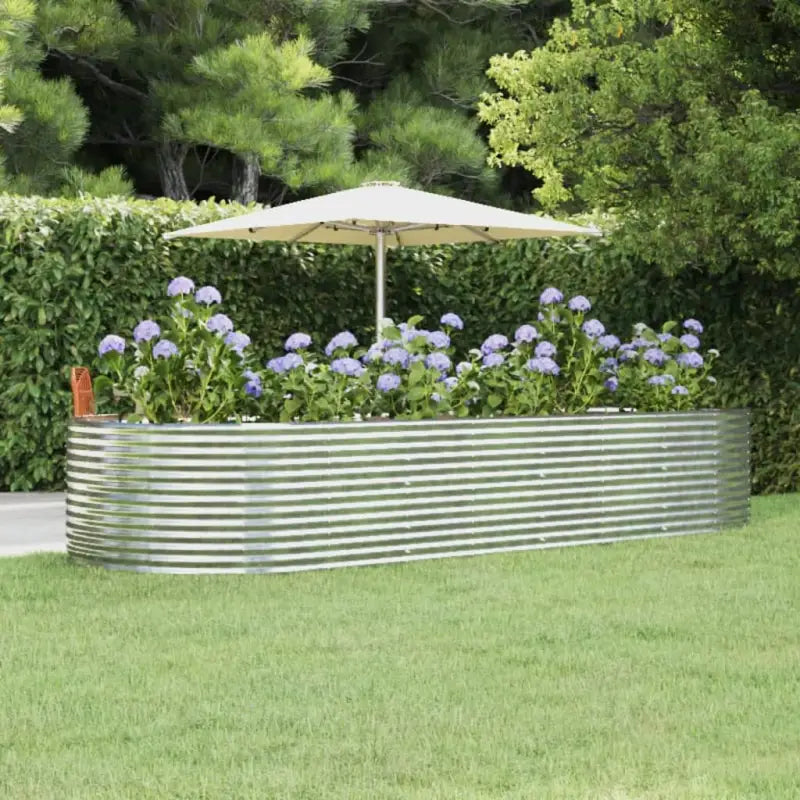 Verhoogde plantenbak van gepoedercoat staal voor tuin en balkon - Zilver / 367 x 140 x 68 cm / 1 - Bloempotten &