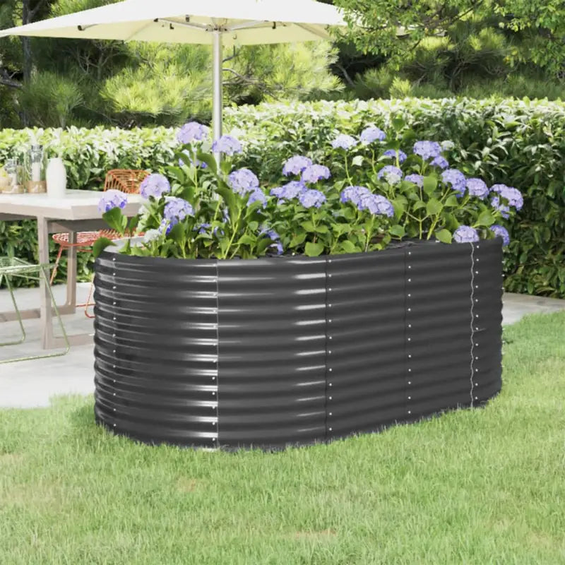 Verhoogde plantenbak van gepoedercoat staal voor tuin en balkon - Antraciet / 175 x 100 x 68 cm / 1 - Bloempotten &