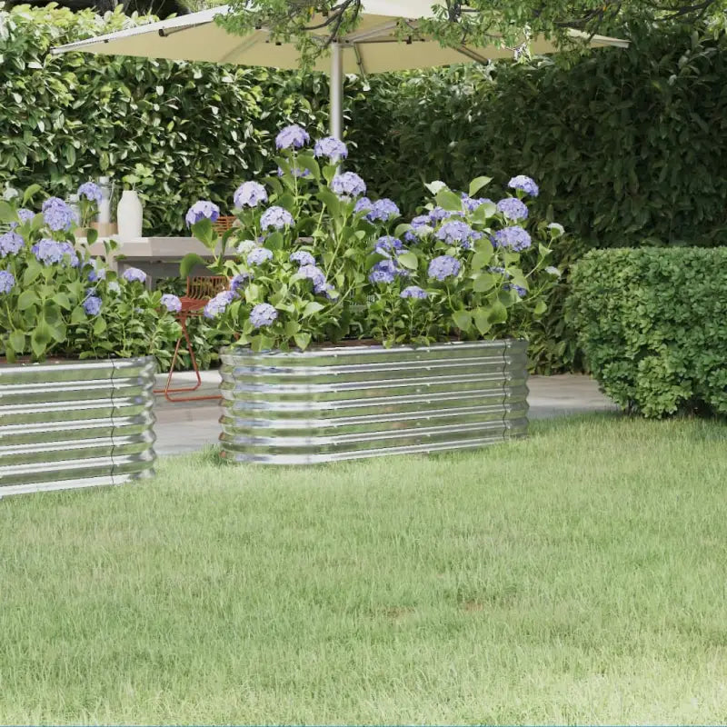 Verhoogde plantenbak van gepoedercoat staal voor tuin en balkon - Zilver / 114 x 40 x 36 cm / 1 - Bloempotten &