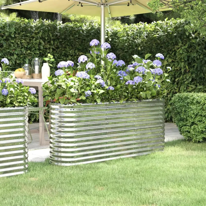 Verhoogde plantenbak van gepoedercoat staal voor tuin en balkon - Zilver / 152 x 40 x 68 cm / 1 - Bloempotten &