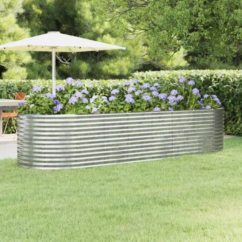 Verhoogde plantenbak van gepoedercoat staal voor tuin en balkon - Zilver / 322 x 100 x 68 cm / 1 - Bloempotten &