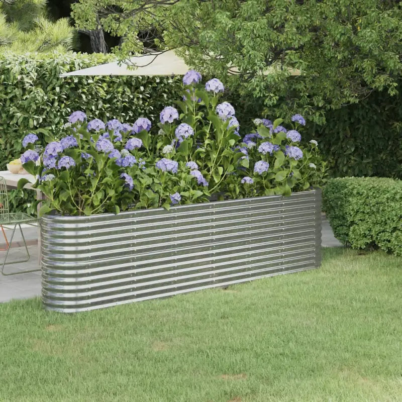 Verhoogde plantenbak van gepoedercoat staal voor tuin en balkon - Zilver / 260 x 40 x 68 cm / 1 - Bloempotten &