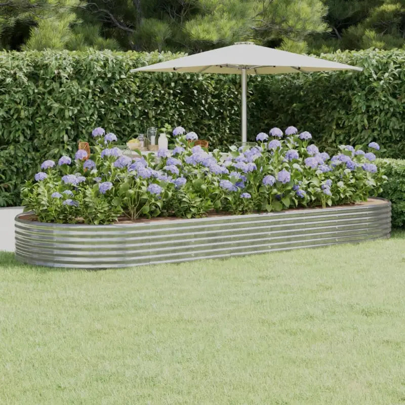 Verhoogde plantenbak van gepoedercoat staal voor tuin en balkon - Zilver / 373 x 140 x 36 cm / 1 - Bloempotten &