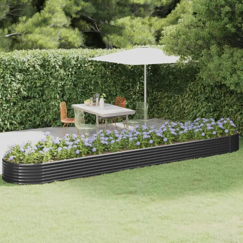 Verhoogde plantenbak van gepoedercoat staal voor tuin en balkon - Antraciet / 507 x 100 x 36 cm / 1 - Bloempotten &