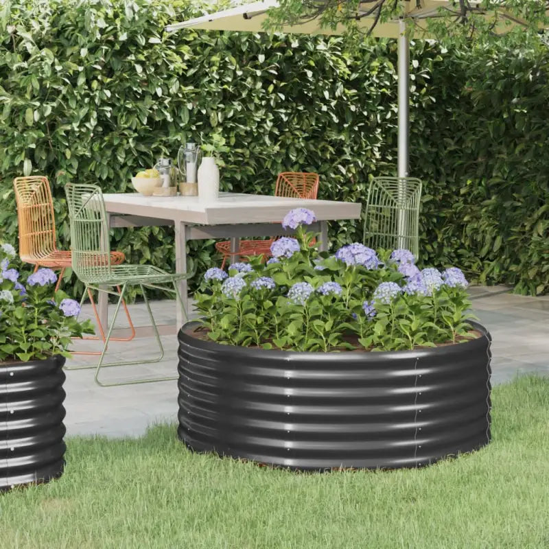 Verhoogde plantenbak van gepoedercoat staal voor tuin en balkon - Antraciet / 100 x 100 x 36 cm / 1 - Bloempotten &