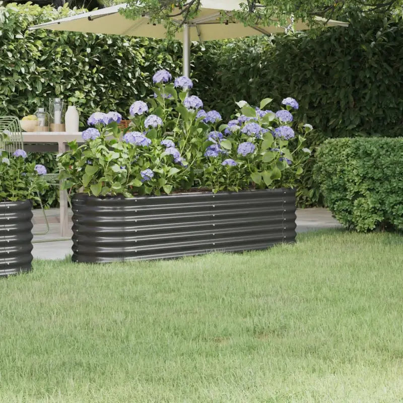 Verhoogde plantenbak van gepoedercoat staal voor tuin en balkon - Antraciet / 152 x 40 x 36 cm / 1 - Bloempotten &