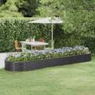 Verhoogde plantenbak van gepoedercoat staal voor tuin en balkon - Antraciet / 396 x 100 x 36 cm / 1 - Bloempotten &