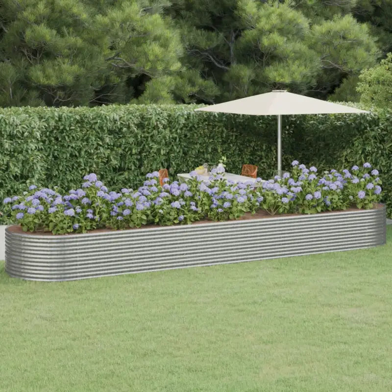 Verhoogde plantenbak van gepoedercoat staal voor tuin en balkon - Zilver / 584 x 140 x 68 cm / 1 - Bloempotten &