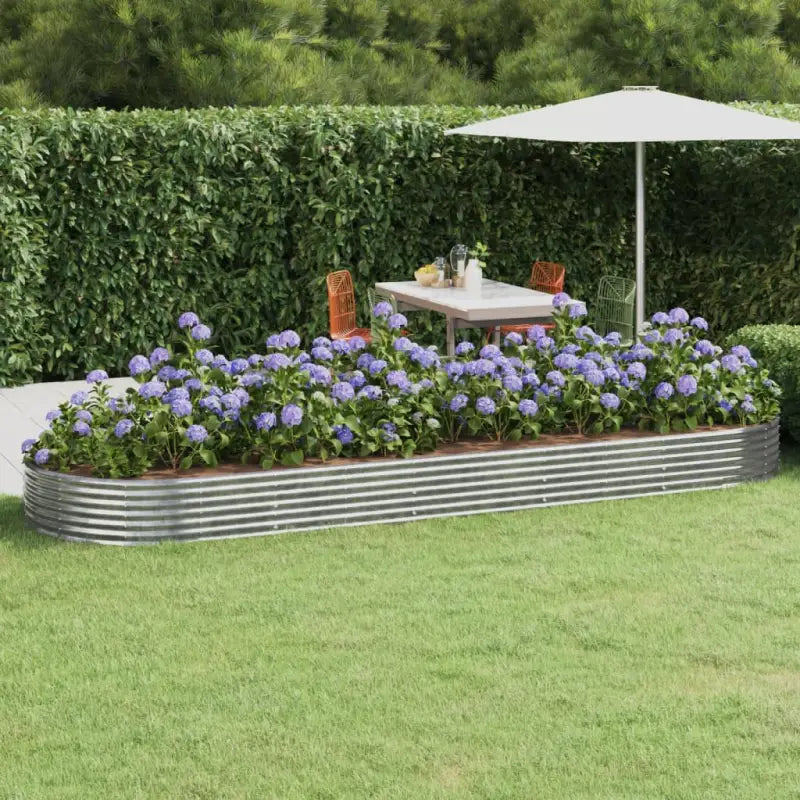 Verhoogde plantenbak van gepoedercoat staal voor tuin en balkon - Zilver / 450 x 140 x 36 cm / 1 - Bloempotten &