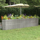 Verhoogde plantenbak van gepoedercoat staal voor tuin en balkon - Zilver / 332 x 40 x 68 cm / 1 - Bloempotten &