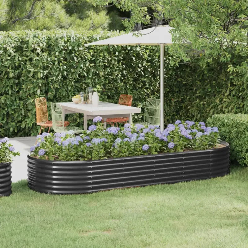 Verhoogde plantenbak van gepoedercoat staal voor tuin en balkon - Antraciet / 249 x 100 x 36 cm / 1 - Bloempotten &