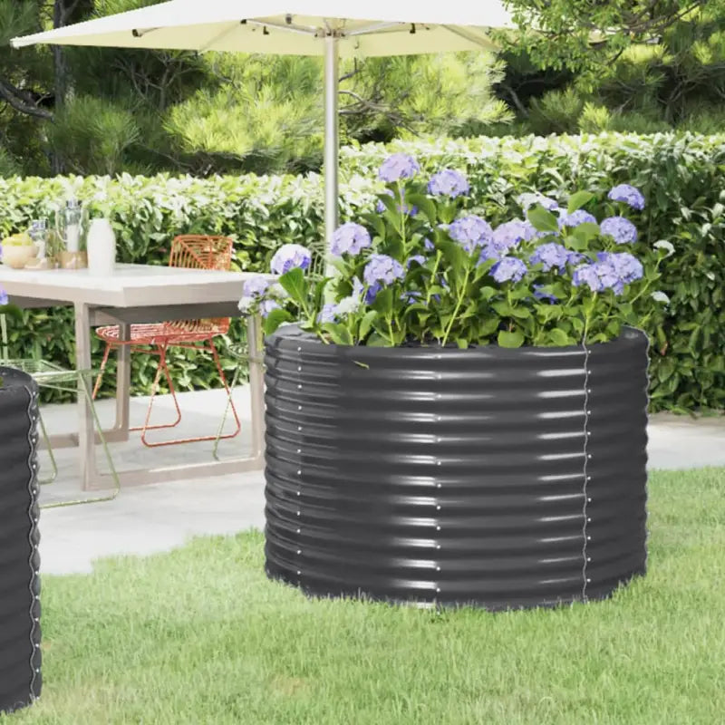 Verhoogde plantenbak van gepoedercoat staal voor tuin en balkon - Antraciet / 100 x 100 x 68 cm / 1 - Bloempotten &