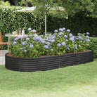 Verhoogde plantenbak van gepoedercoat staal voor tuin en balkon - Antraciet / 296 x 140 x 36 cm / 1 - Bloempotten &
