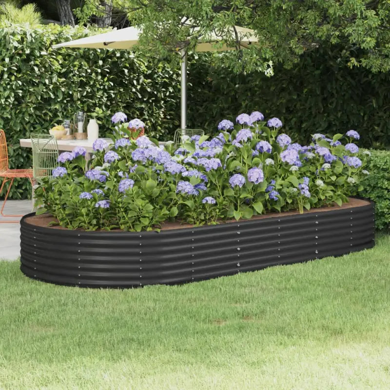 Verhoogde plantenbak van gepoedercoat staal voor tuin en balkon - Antraciet / 296 x 140 x 36 cm / 1 - Bloempotten &