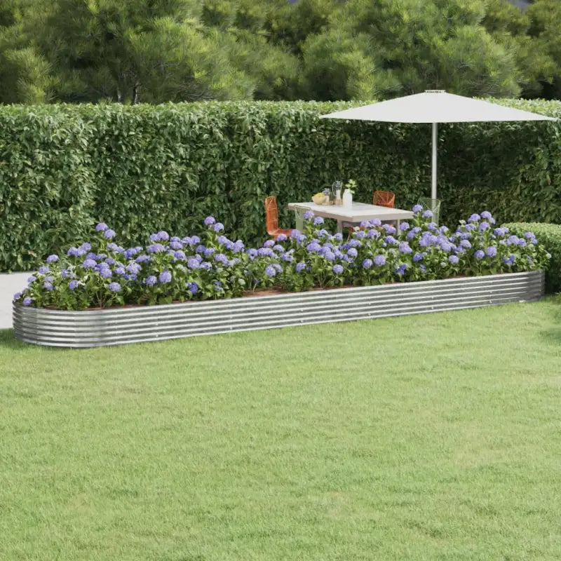 Verhoogde plantenbak van gepoedercoat staal voor tuin en balkon - Zilver / 600 x 140 x 36 cm / 1 - Bloempotten &