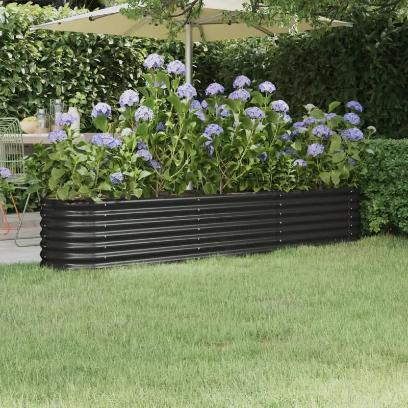 Verhoogde plantenbak van gepoedercoat staal voor tuin en balkon - Antraciet / 224 x 40 x 36 cm / 1 - Bloempotten &