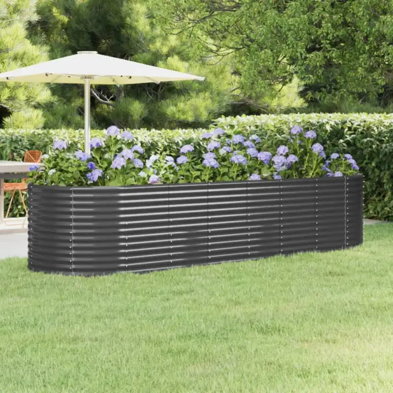Verhoogde plantenbak van gepoedercoat staal voor tuin en balkon - Antraciet / 322 x 100 x 68 cm / 1 - Bloempotten &
