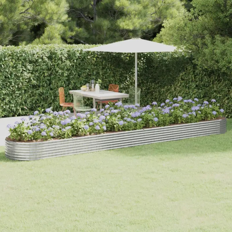 Verhoogde plantenbak van gepoedercoat staal voor tuin en balkon - Zilver / 544 x 100 x 36 cm / 1 - Bloempotten &