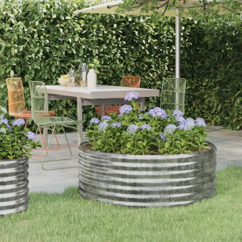 Verhoogde plantenbak van gepoedercoat staal voor tuin en balkon - Zilver / 100 x 100 x 36 cm / 1 - Bloempotten &