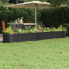 Verhoogde plantenbak van gepoedercoat staal voor tuin en balkon - Antraciet / 332 x 40 x 36 cm / 1 - Bloempotten &