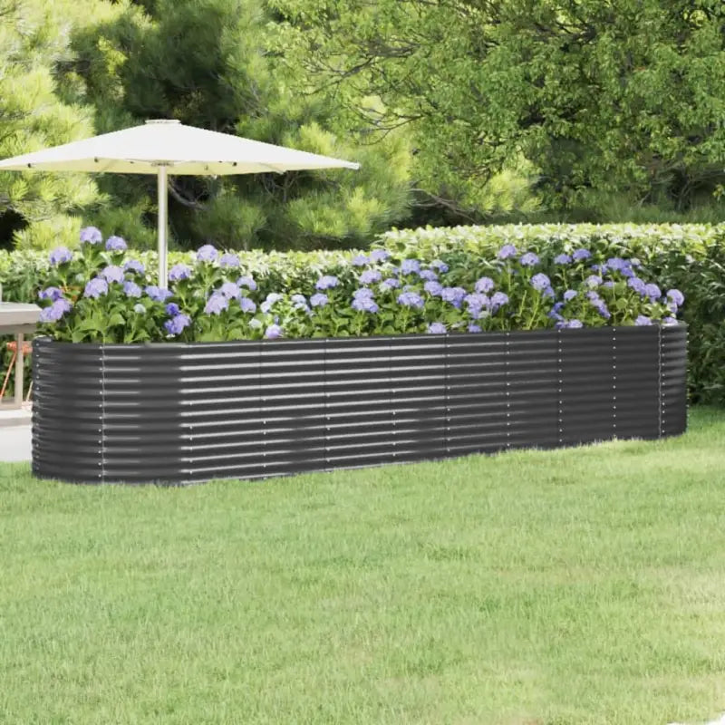Verhoogde plantenbak van gepoedercoat staal voor tuin en balkon - Antraciet / 396 x 100 x 68 cm / 1 - Bloempotten &