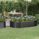 Verhoogde plantenbak van gepoedercoat staal voor tuin en balkon - Antraciet / 175 x 100 x 36 cm / 1 - Bloempotten &