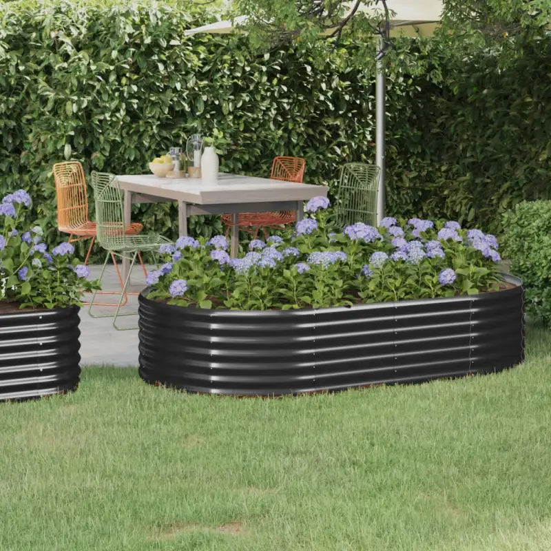 Verhoogde plantenbak van gepoedercoat staal voor tuin en balkon - Antraciet / 175 x 100 x 36 cm / 1 - Bloempotten &