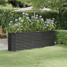 Verhoogde plantenbak van gepoedercoat staal voor tuin en balkon - Antraciet / 224 x 40 x 68 cm / 1 - Bloempotten &