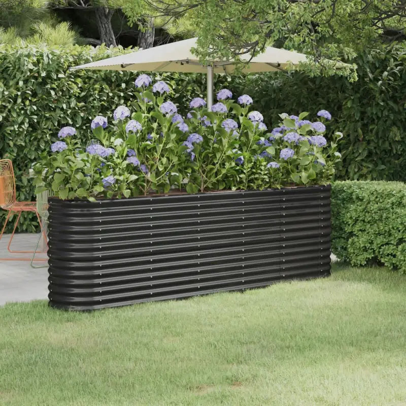 Verhoogde plantenbak van gepoedercoat staal voor tuin en balkon - Antraciet / 224 x 40 x 68 cm / 1 - Bloempotten &