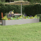 Verhoogde plantenbak van gepoedercoat staal voor tuin en balkon - Zilver / 332 x 40 x 36 cm / 1 - Bloempotten &
