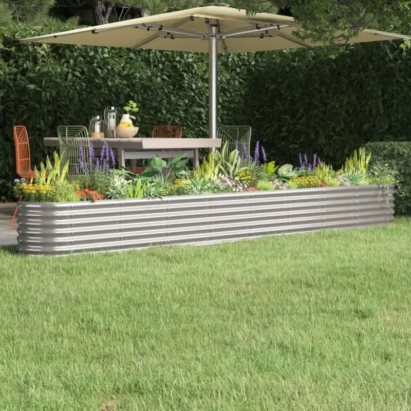 Verhoogde plantenbak van gepoedercoat staal voor tuin en balkon - Zilver / 332 x 40 x 36 cm / 1 - Bloempotten &