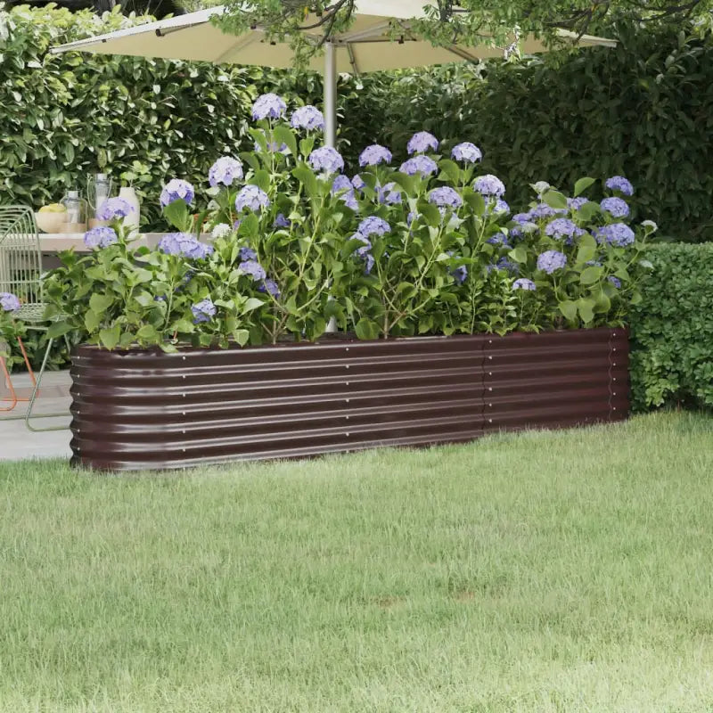 Verhoogde plantenbak van gepoedercoat staal voor tuin en balkon - Bruin / 224 x 40 x 36 cm / 1 - Bloempotten &