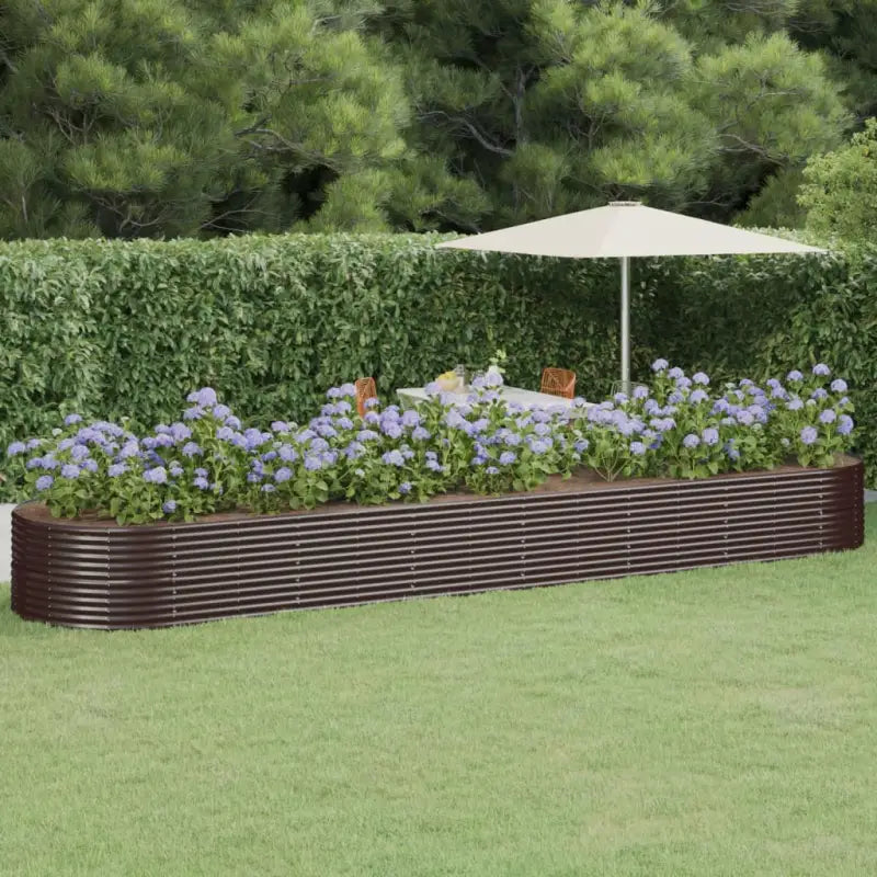 Verhoogde plantenbak van gepoedercoat staal voor tuin en balkon - Bruin / 584 x 140 x 68 cm / 1 - Bloempotten &